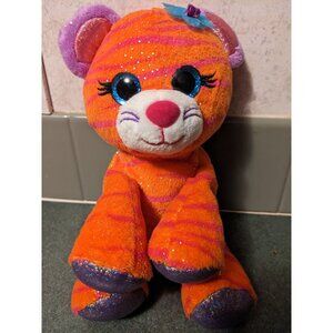 1st & Main Plush Cat Orange Glittery Sparkly Stuffed Animal Blue Eyes